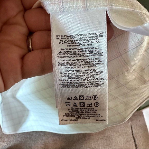 🖇️ Brooks Brothers Pink Checkered 15-32 Milano Fit Button Down Dress Shirt - Picture 8 of 8